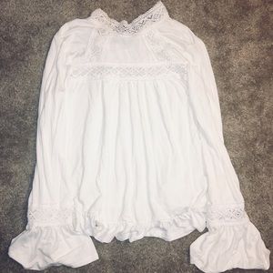 White stand neck top